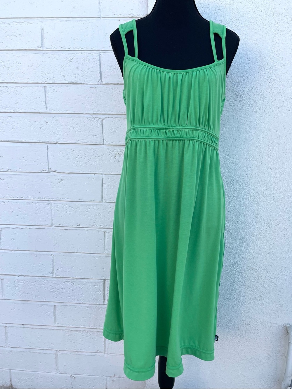 North Face Sundress Chartreuse Green Sleeveless Tank Empire Waist Zip Pocket WL - Picture 15 of 16